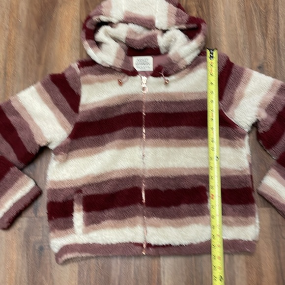 The Buckle’s Ashley Fuzzy Sherpa Hooded Jacket Mauve Stripe Size XL - Picture 11 of 14